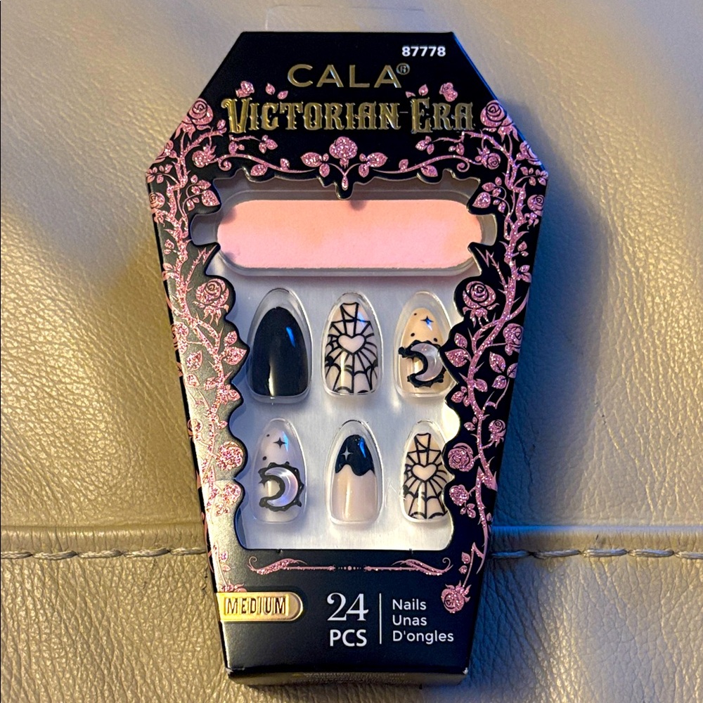 NIB CALA Victorian Era Nail Set pink and black